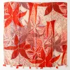 Orange-Red Leaf Floral Silk Scarf Shawl sold by superladystar