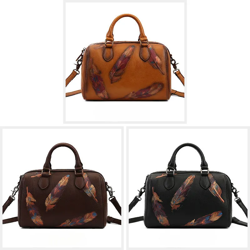 Feather-Embossed Genuine Leather Casual Fashion Bag sold by superladystar product image thumbnail 2