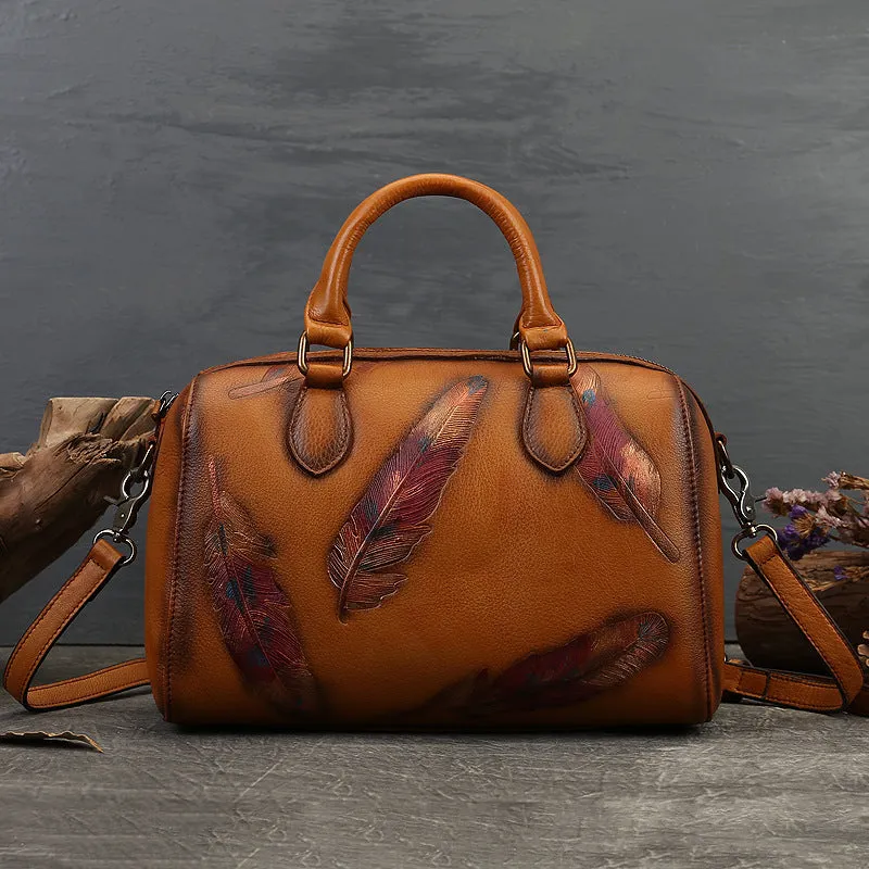 Feather-Embossed Genuine Leather Casual Fashion Bag sold by superladystar product image thumbnail 3