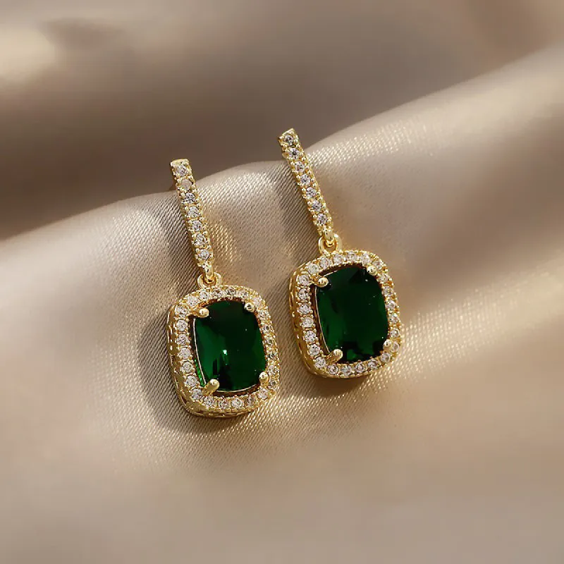 Petite Emerald Green Minimalist Vintage Earrings sold by superladystar