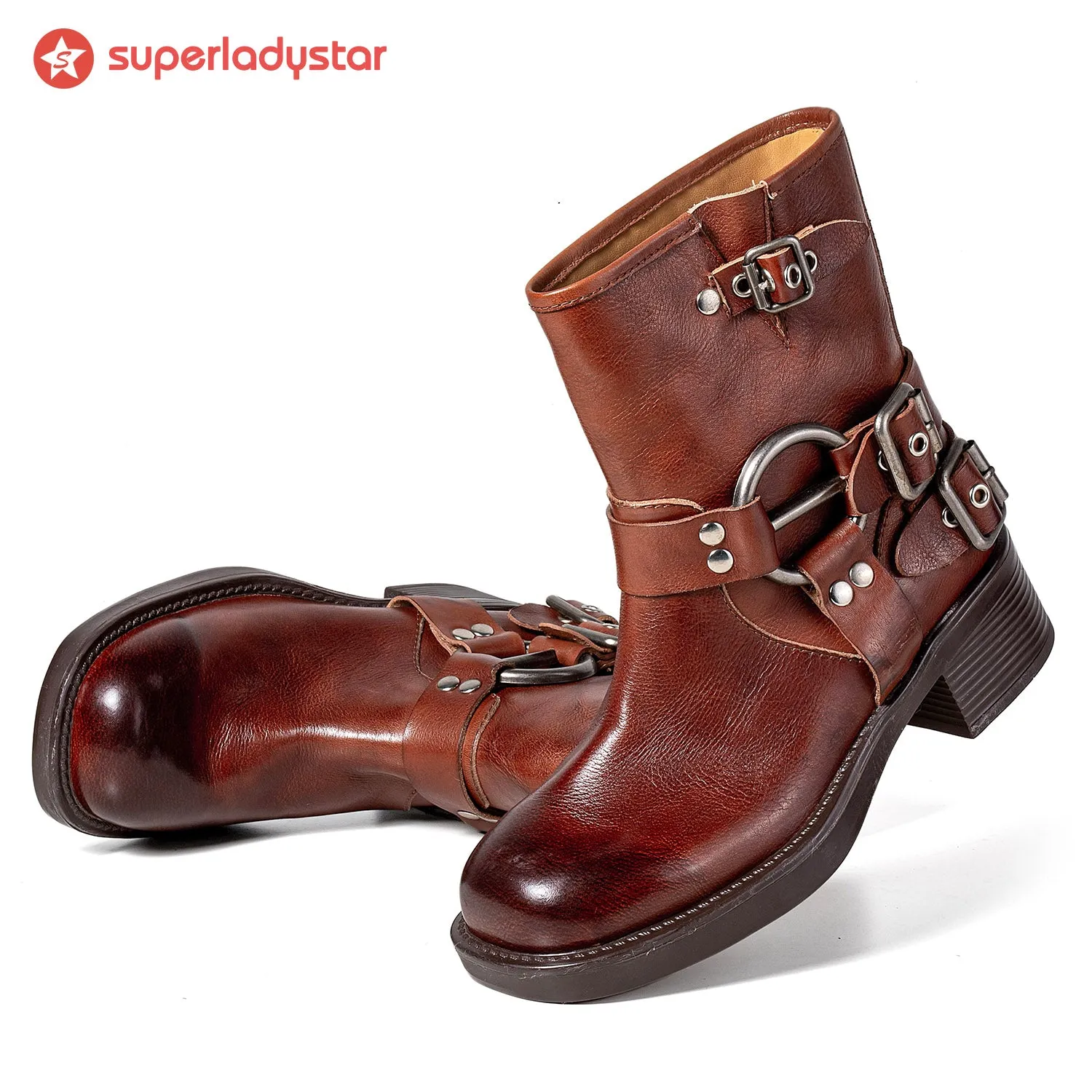 Retro Painted Buckle block heel Ankle Shoes sold by superladystar product image thumbnail 4