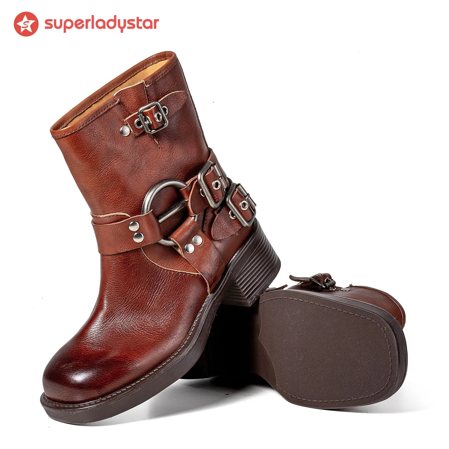 Retro Painted Buckle block heel Ankle Shoes sold by superladystar product image thumbnail 5