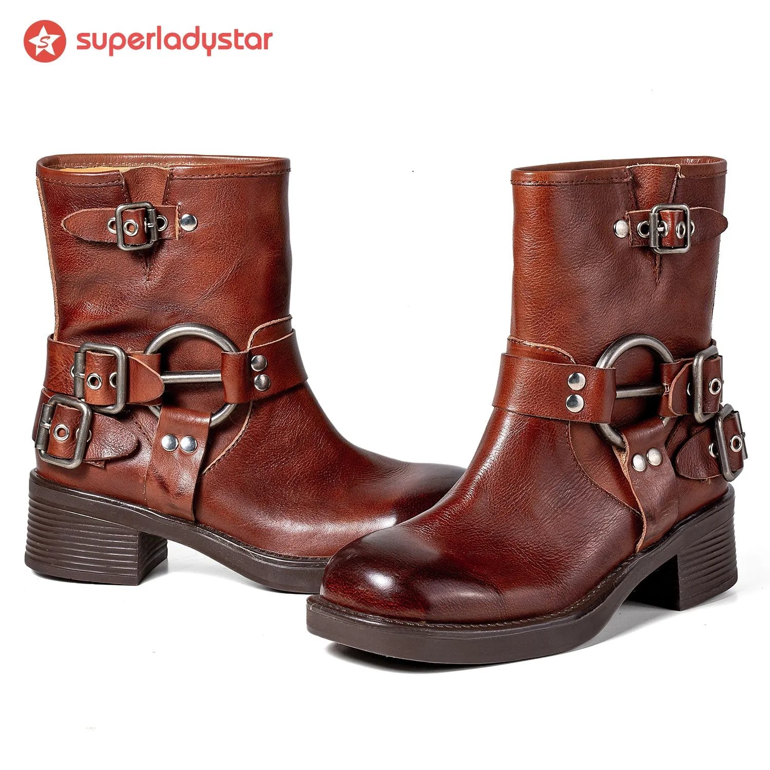 Retro Painted Buckle block heel Ankle Shoes sold by superladystar product image thumbnail 2