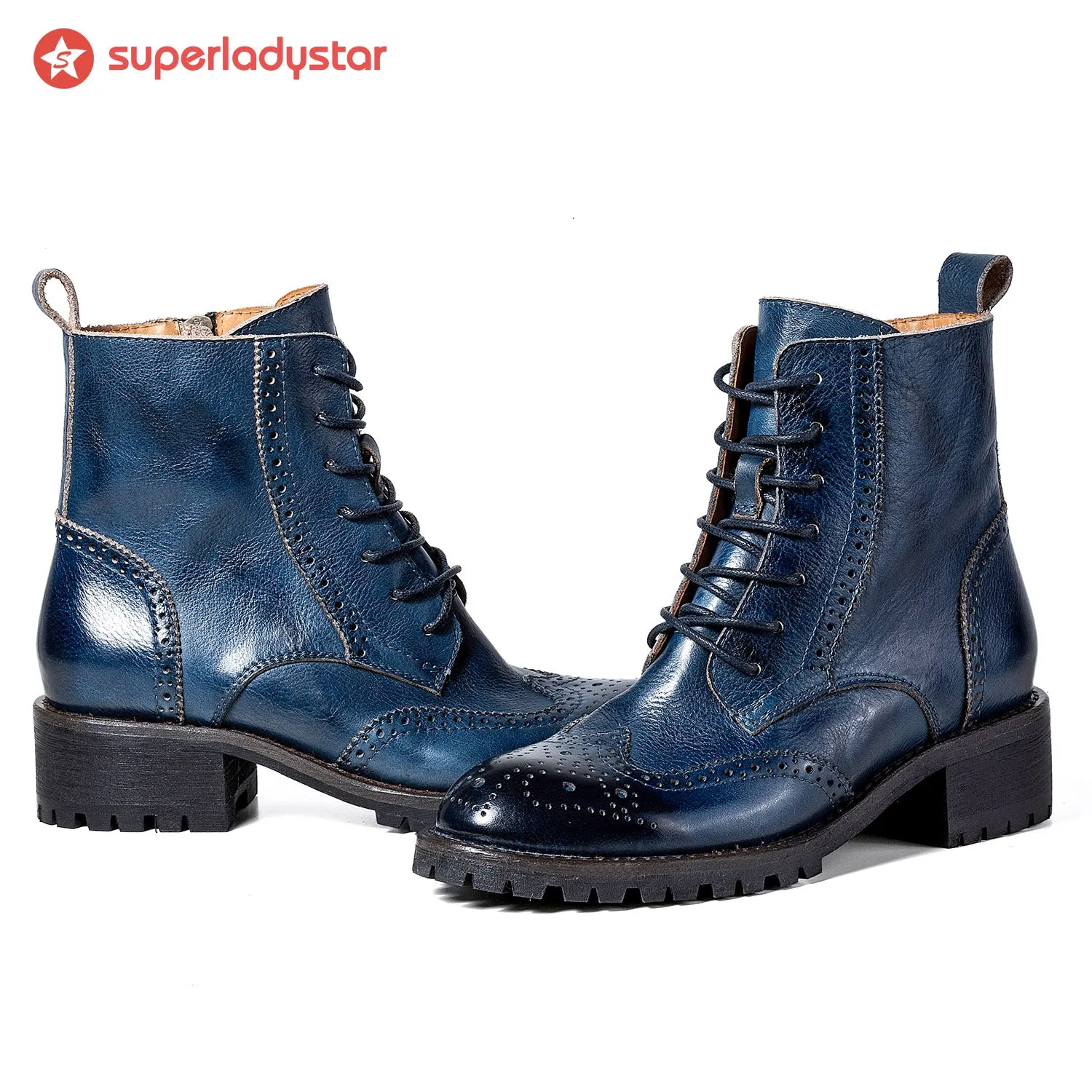 Comfortable Genuine Leather Laces Zipper Ankle Boots sold by superladystar product image thumbnail 3