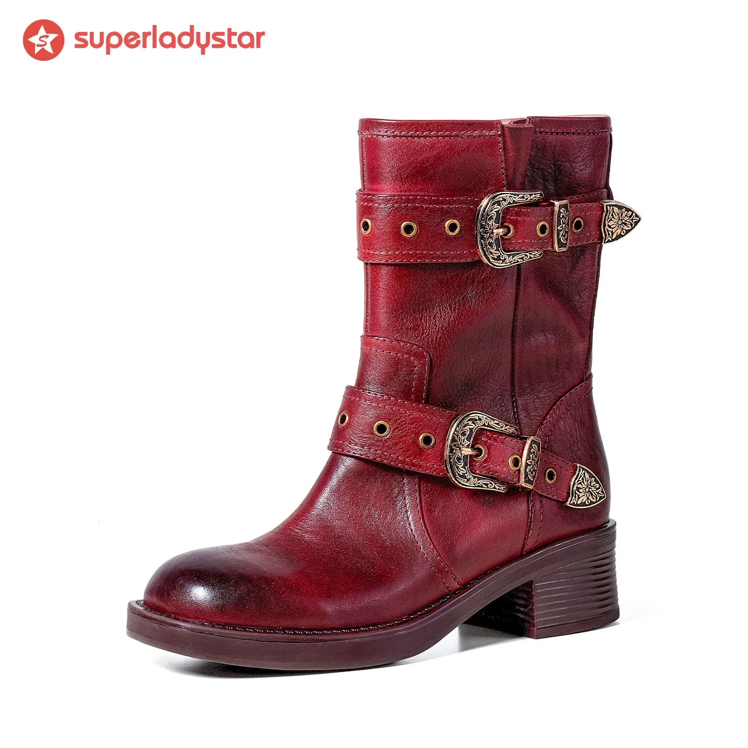 Retro Painted Buckle block heel Ankle Shoes sold by superladystar product image thumbnail 5