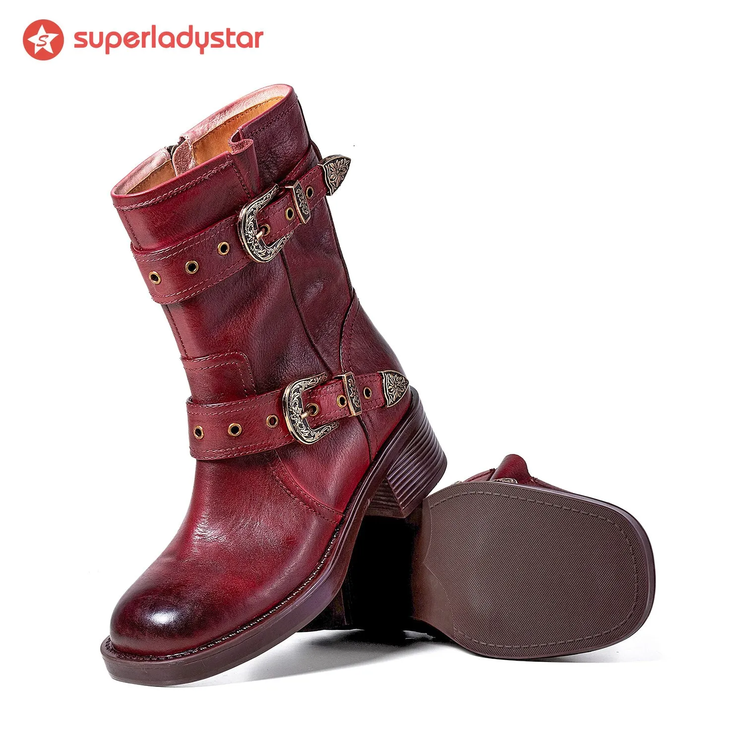 Retro Painted Buckle block heel Ankle Shoes sold by superladystar product image thumbnail 3