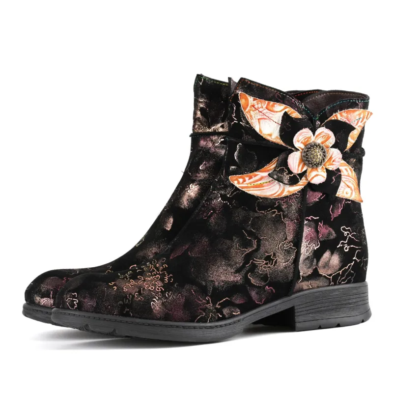 Handmade Suede Glitter Flat Ankle Boots sold by superladystar