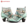 Vintage Handmade Blue Planet Artistic Ankle Boots sold by superladystar