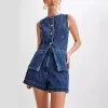 Fashionable Casual Sleeveless High-Waist Women's Set sold by superladystar
