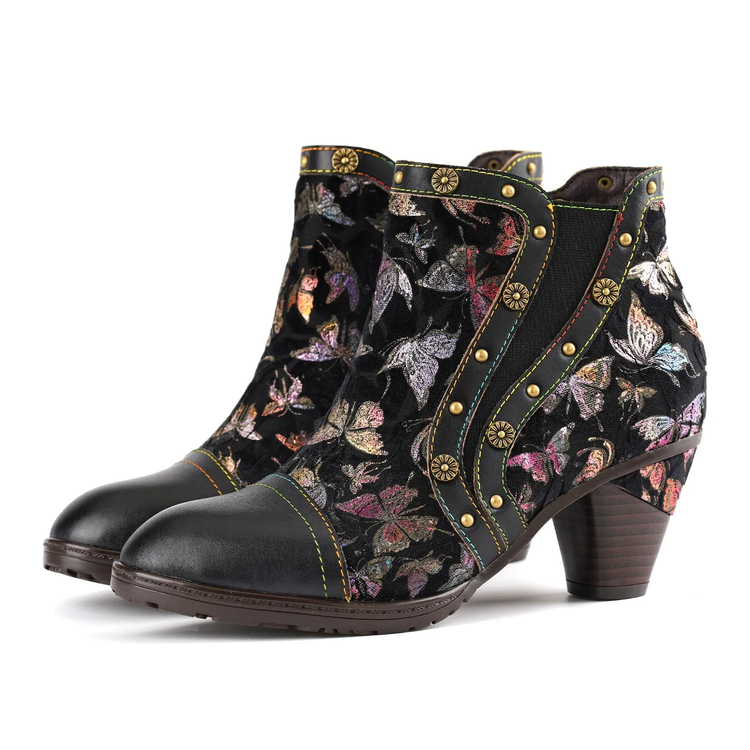 Vintage Butterfly Elegance Leather Ankle Shoes sold by superladystar