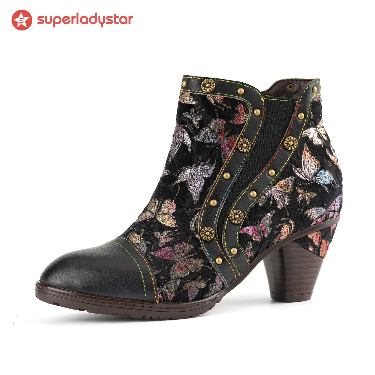 Vintage Butterfly Elegance Leather Ankle Shoes sold by superladystar product image thumbnail 5