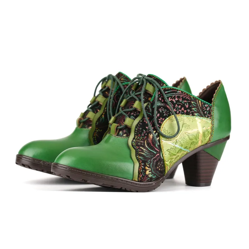 Retro Handmade Leather Patchwork Pumps made by superladystar