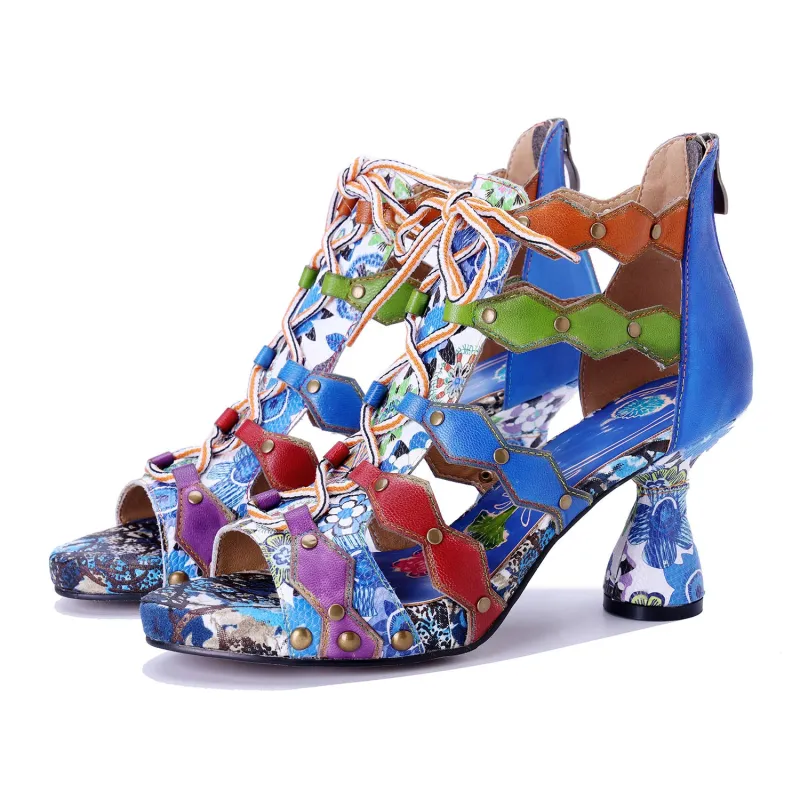 Colorful Mosaic Art Sandals sold by superladystar