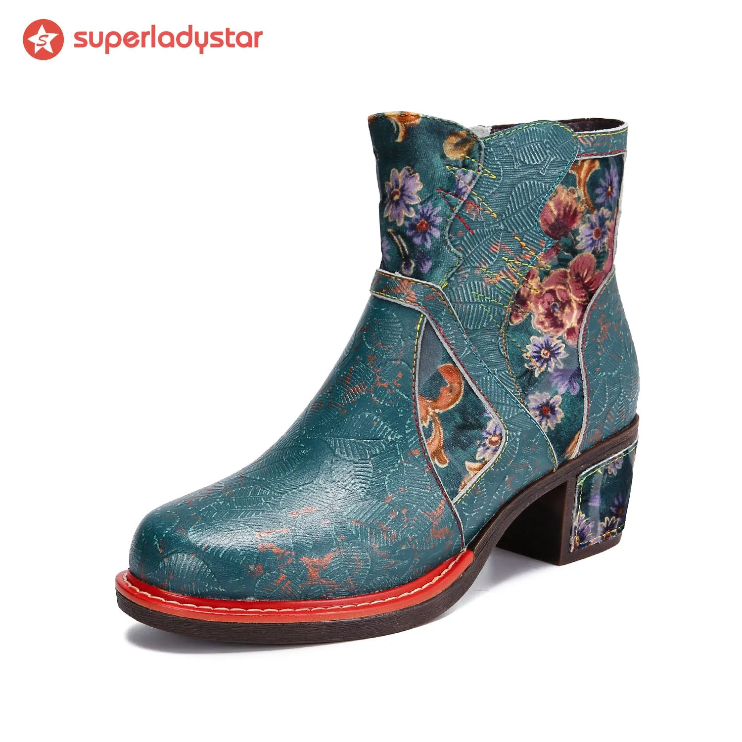 Handmade Floral Embossed Ankle Boots sold by superladystar product image thumbnail 5