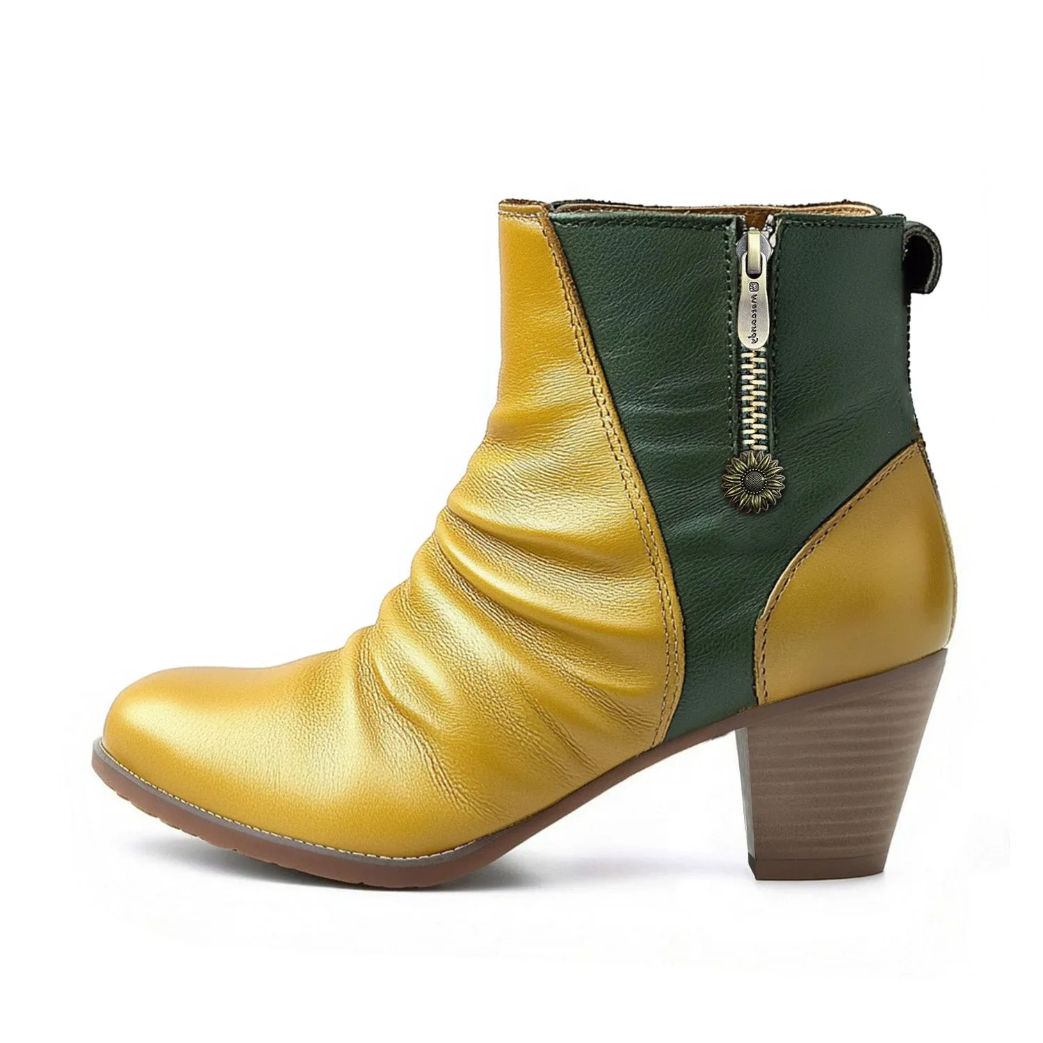 Elegant Two-Tone Genuine Leather Ankle Boots sold by superladystar