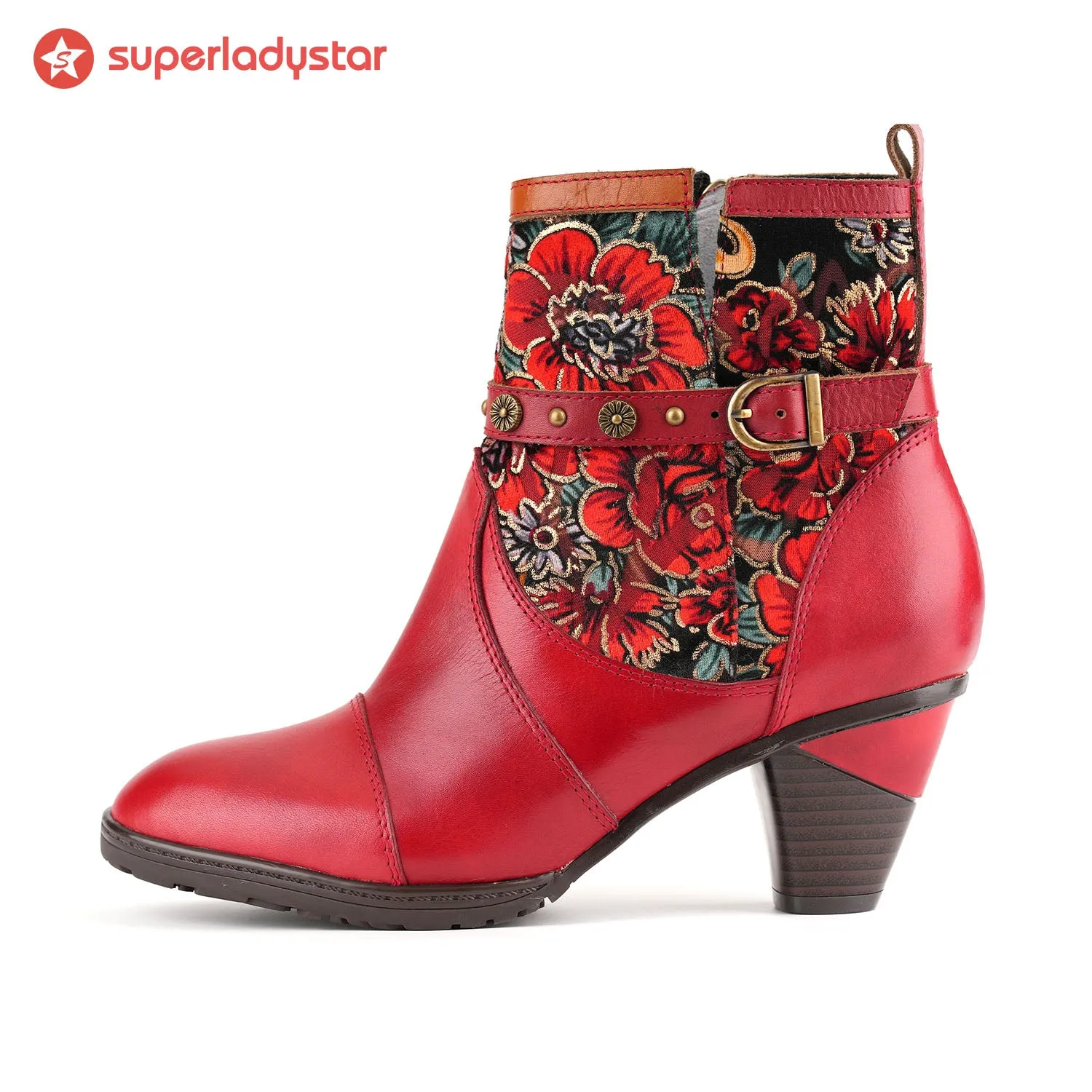 Vintage Vibrant Floral Ankle Boots sold by superladystar product image thumbnail 3