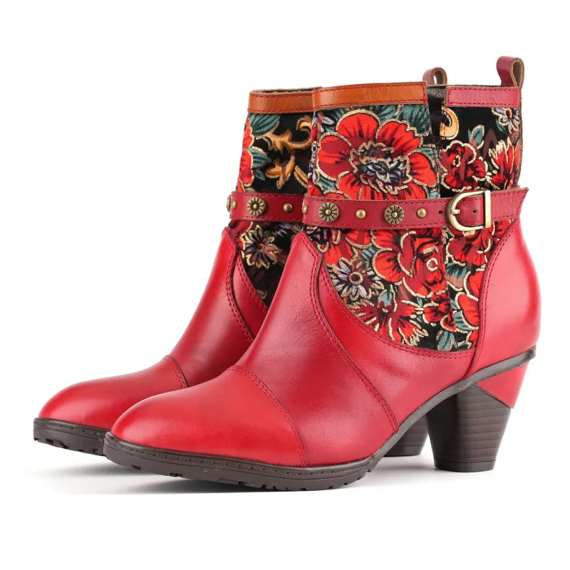 Vintage Vibrant Floral Ankle Boots sold by superladystar