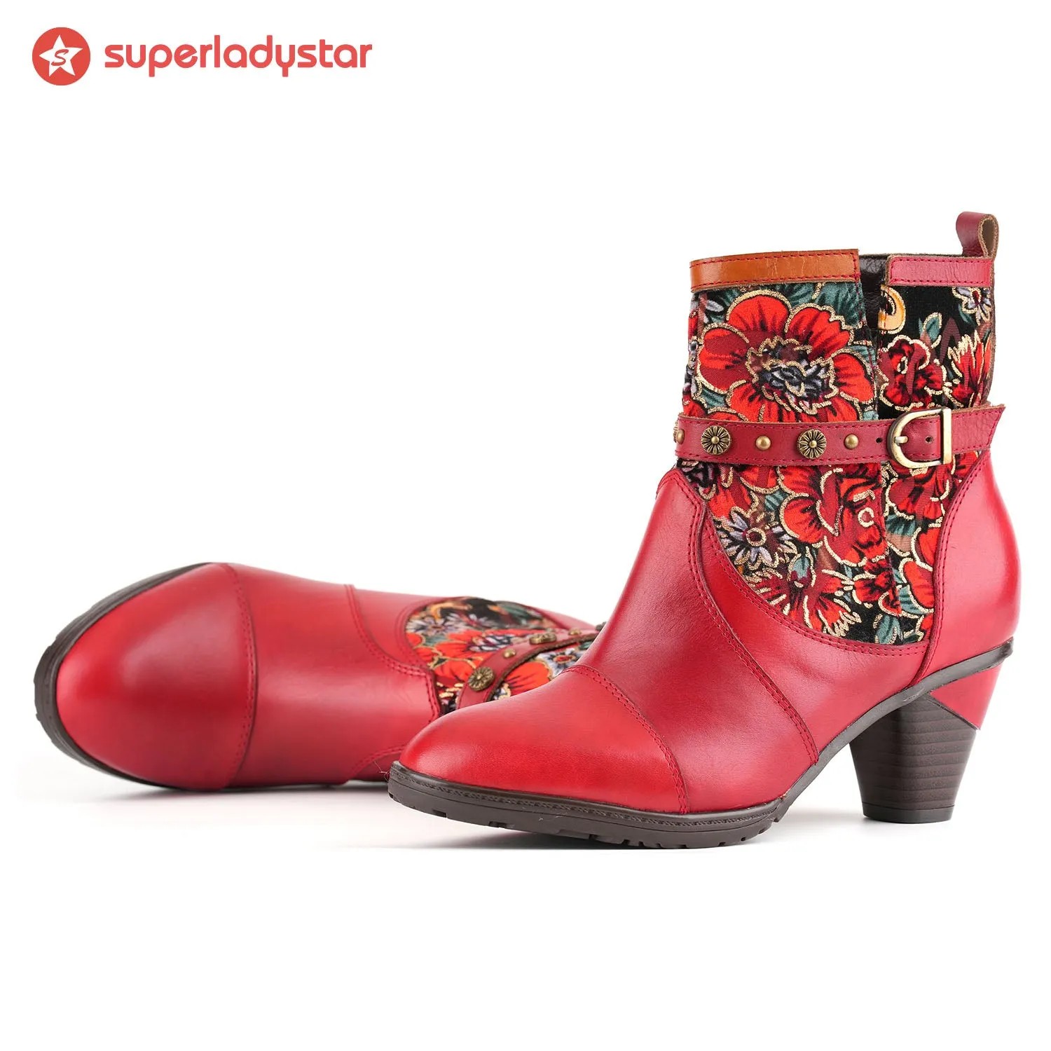 Vintage Vibrant Floral Ankle Boots sold by superladystar product image thumbnail 2