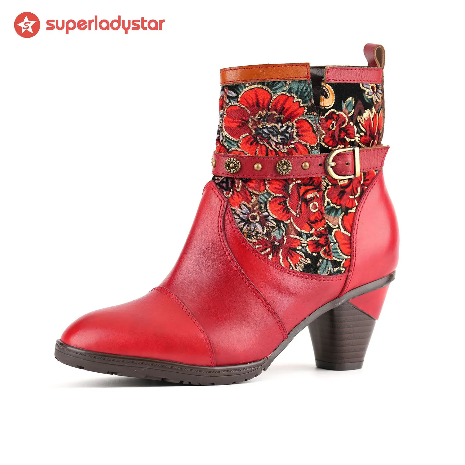 Vintage Vibrant Floral Ankle Boots sold by superladystar product image thumbnail 4