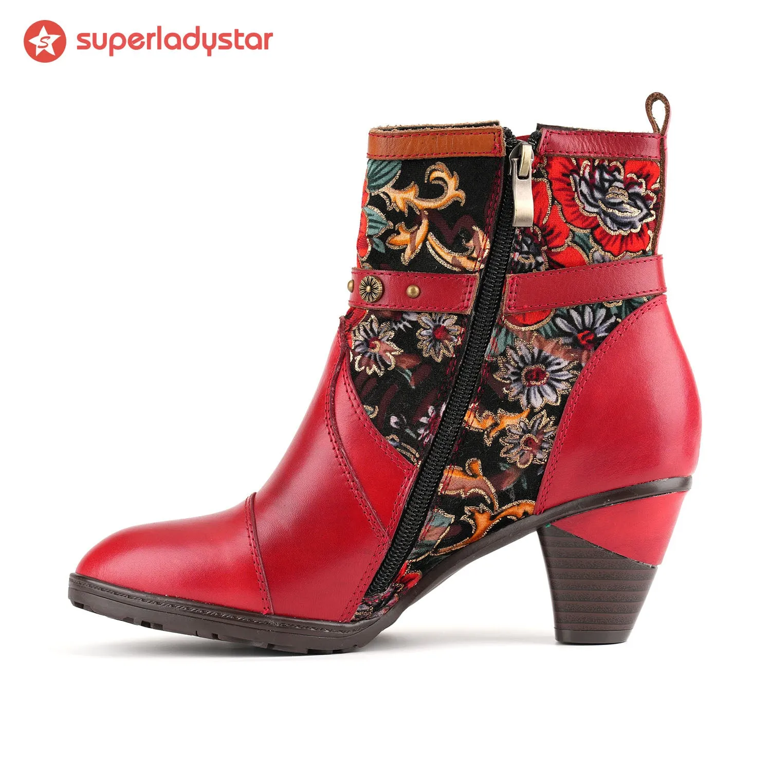 Vintage Vibrant Floral Ankle Boots sold by superladystar product image thumbnail 5