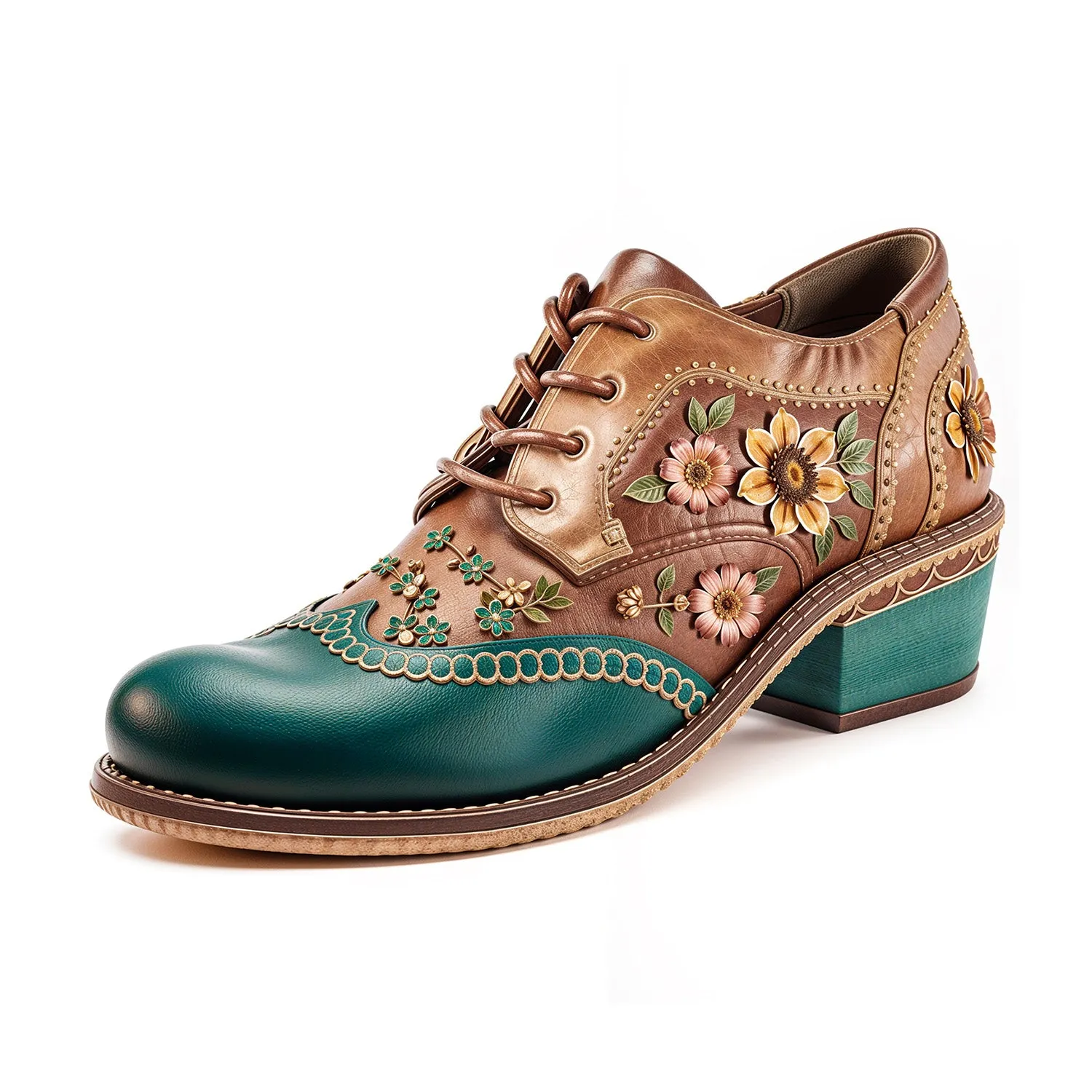 Handmade Artistic Vintage Floral Oxford Shoes (Pre-order) sold by superladystar