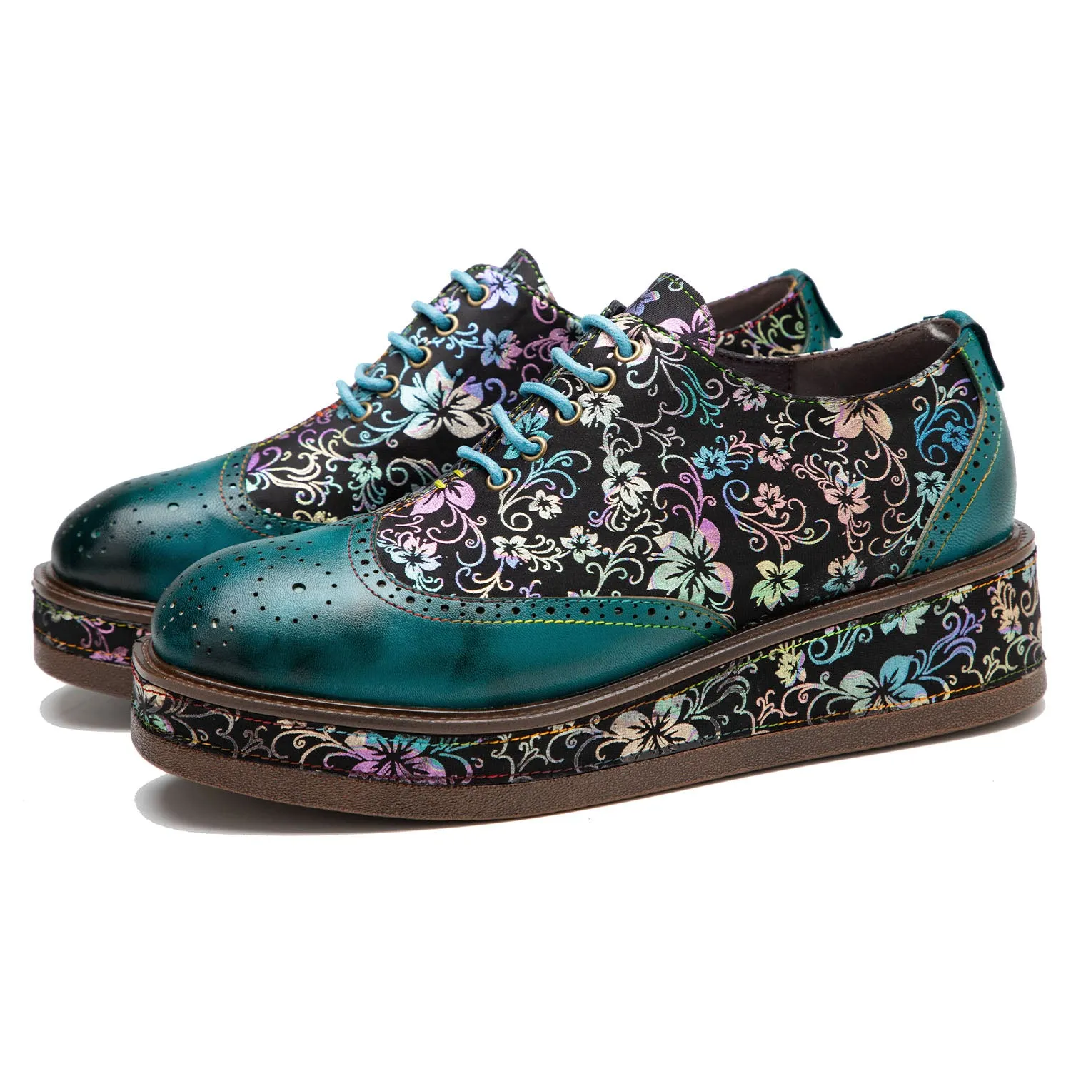 Vintage Comfy Casual Floral Oxfords Shoes sold by superladystar