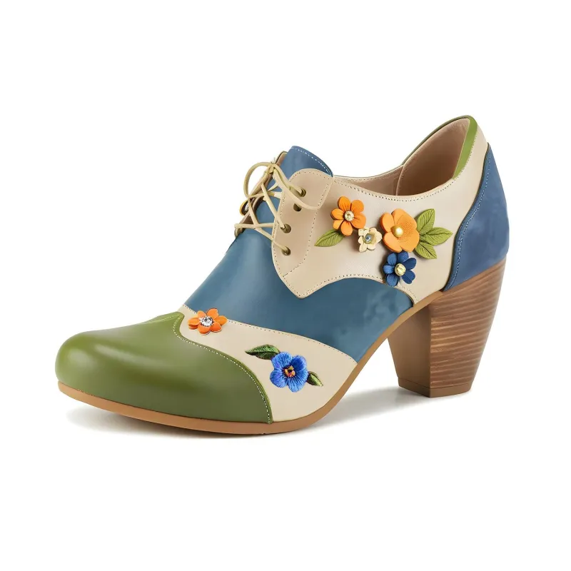 Vintage Floral Lace-Up Stylish Comfort Pumps (Pre-order) sold by superladystar