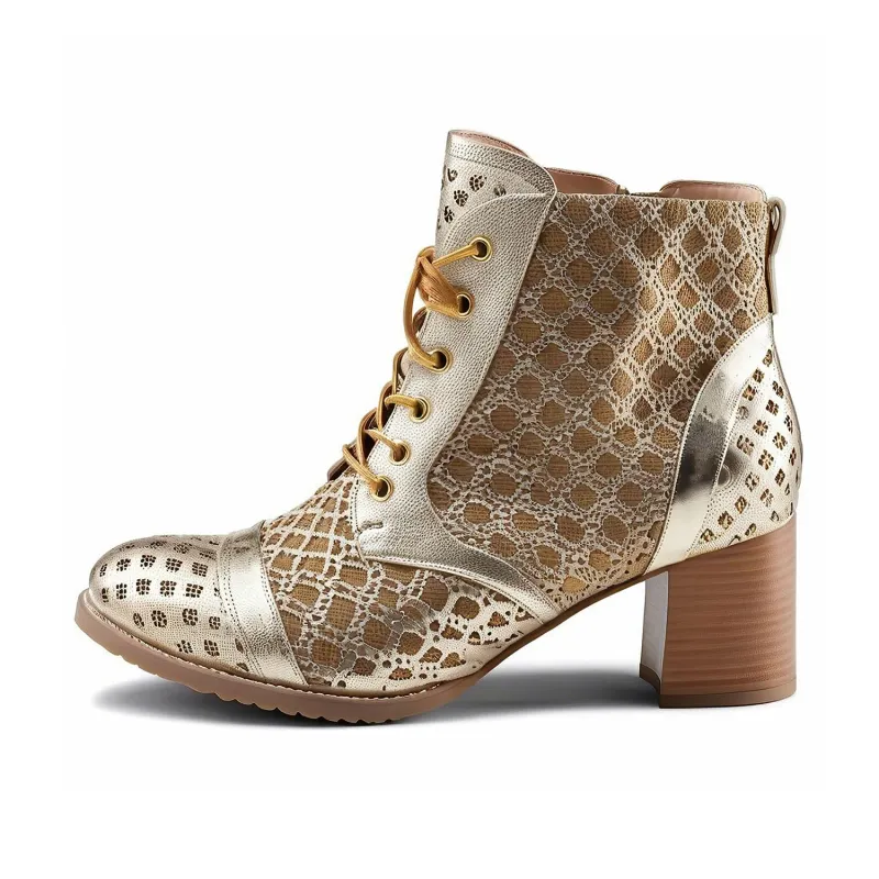 Gold Lace Modern Ankle Boots sold by superladystar