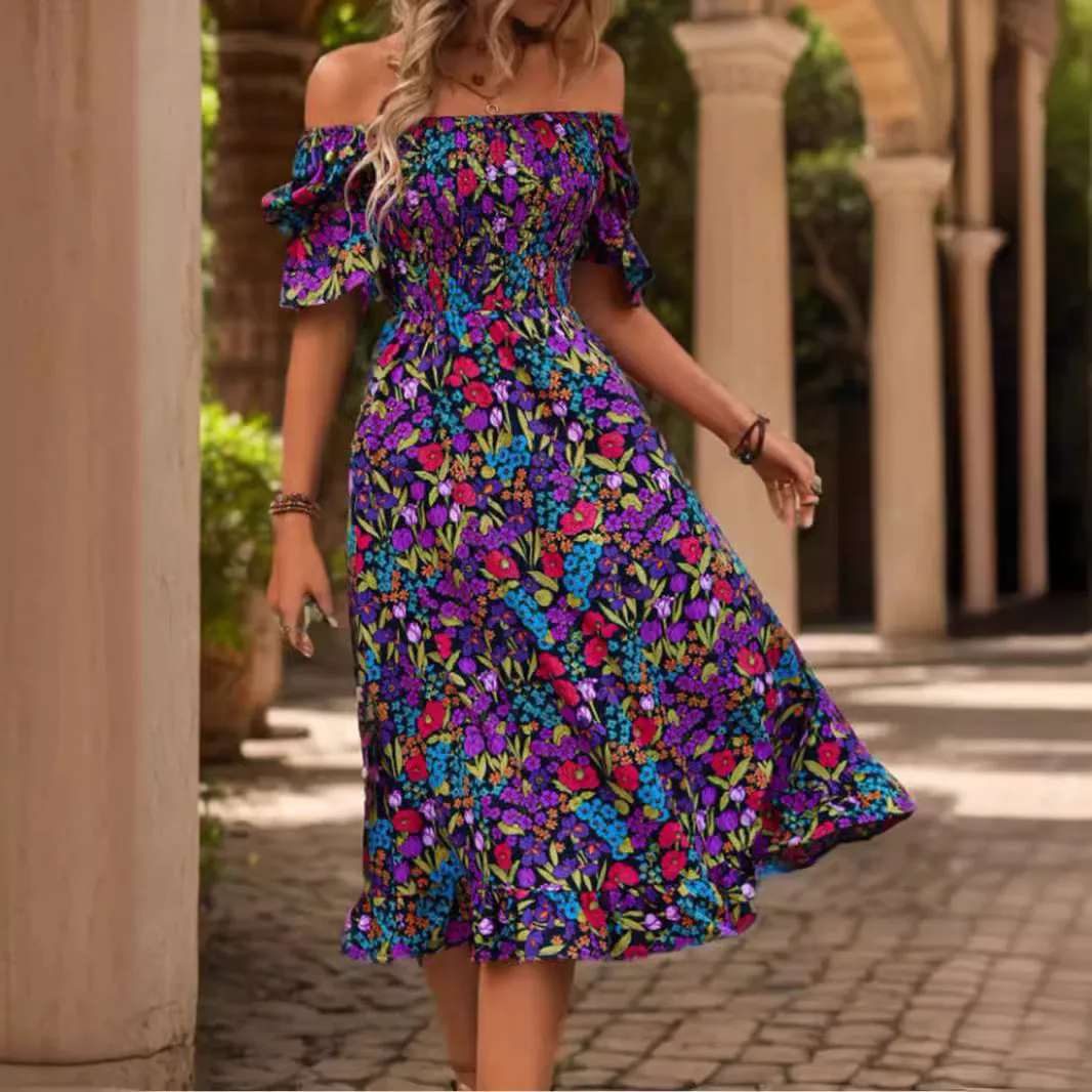 Off-Shoulder Bell Sleeve Floral Dress sold by superladystar product image thumbnail 3