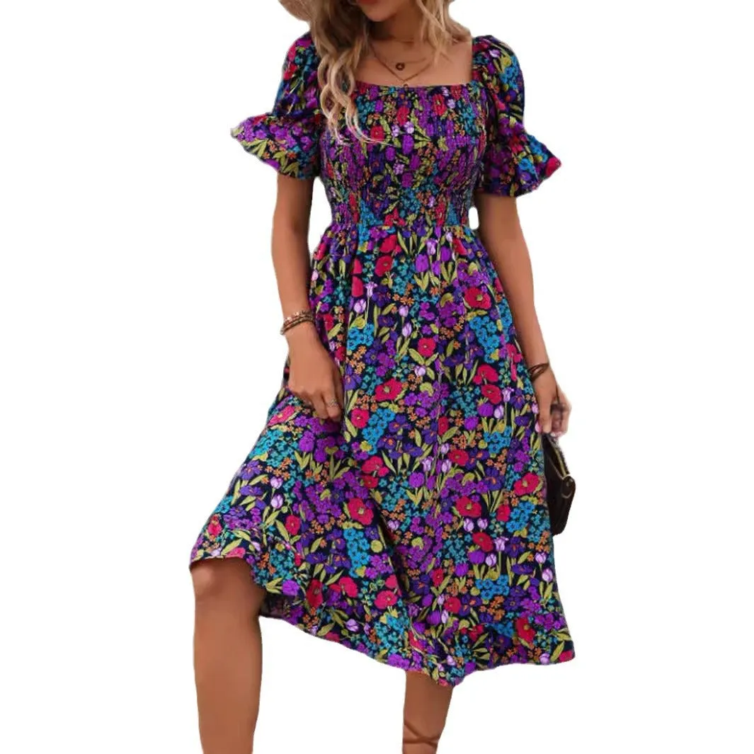 Off-Shoulder Bell Sleeve Floral Dress sold by superladystar product image thumbnail 5