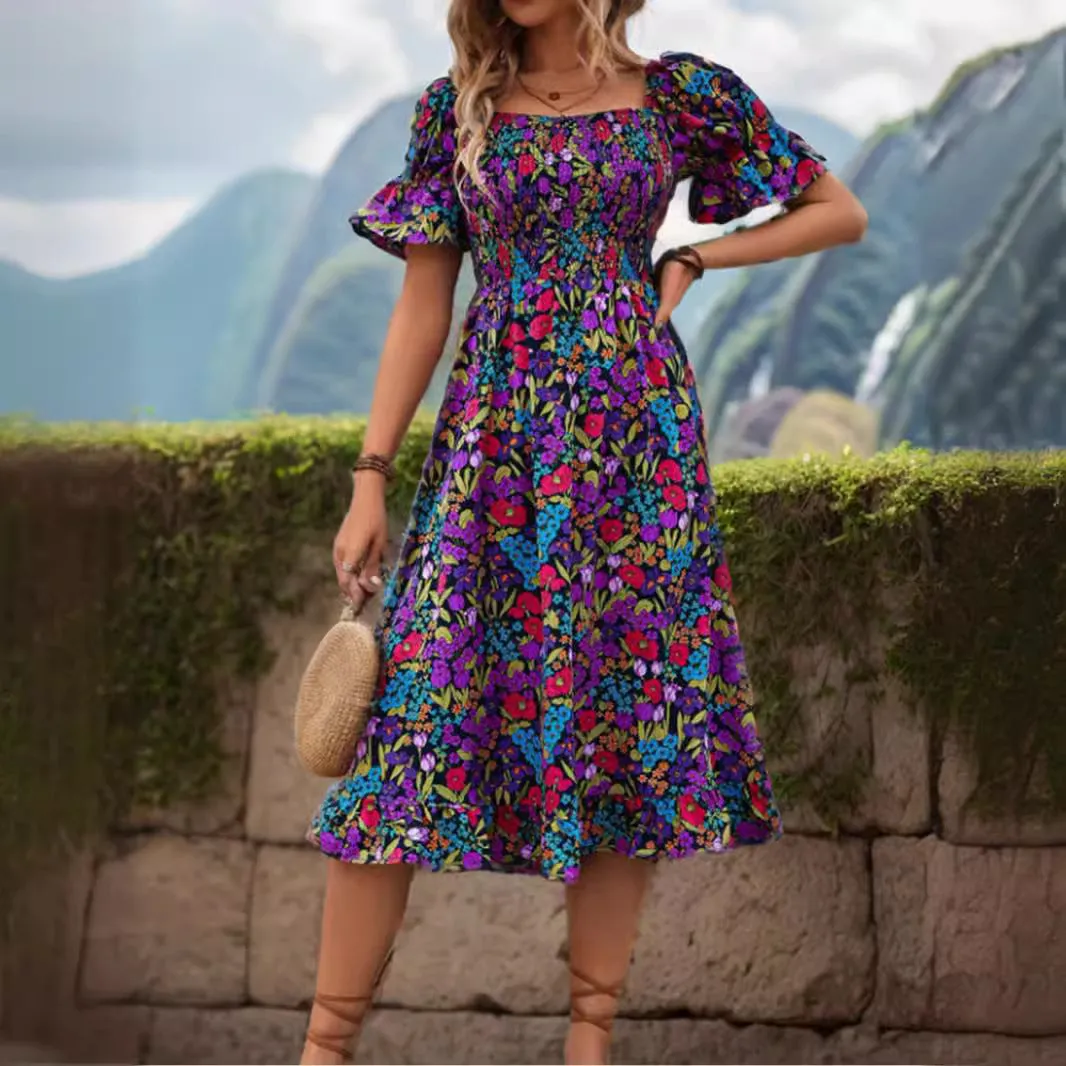 Off-Shoulder Bell Sleeve Floral Dress sold by superladystar product image thumbnail 2