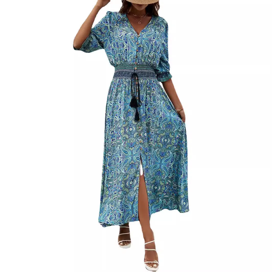 Button-Down Bohemian Maxi Dress sold by superladystar product image thumbnail 5