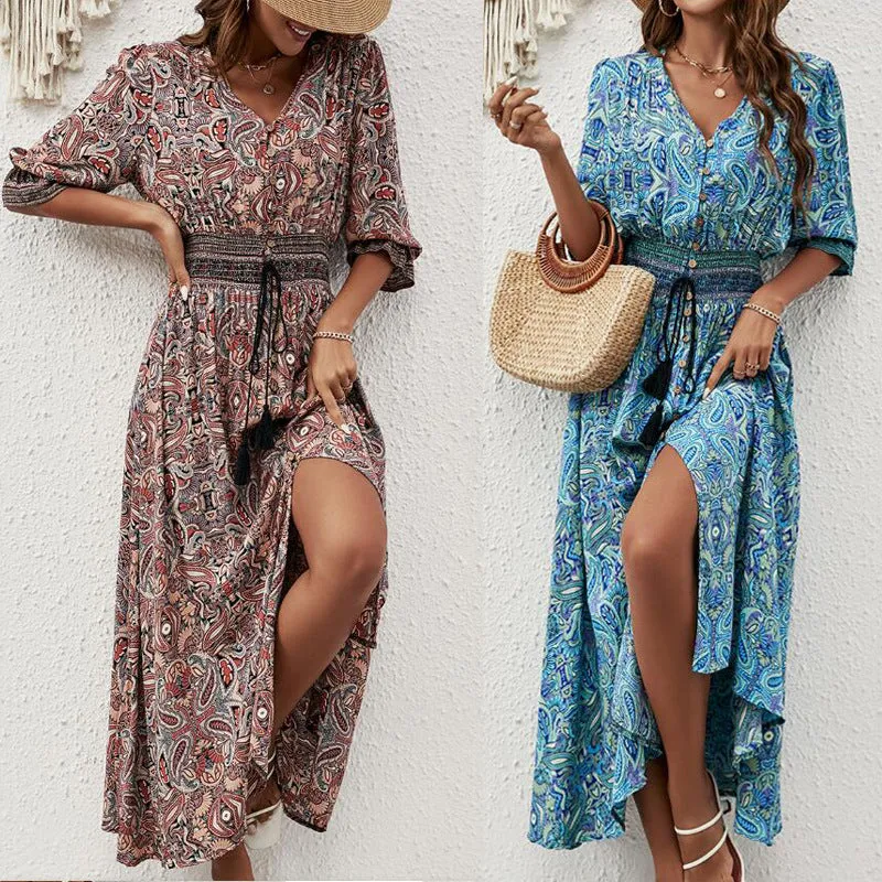 Button-Down Bohemian Maxi Dress sold by superladystar