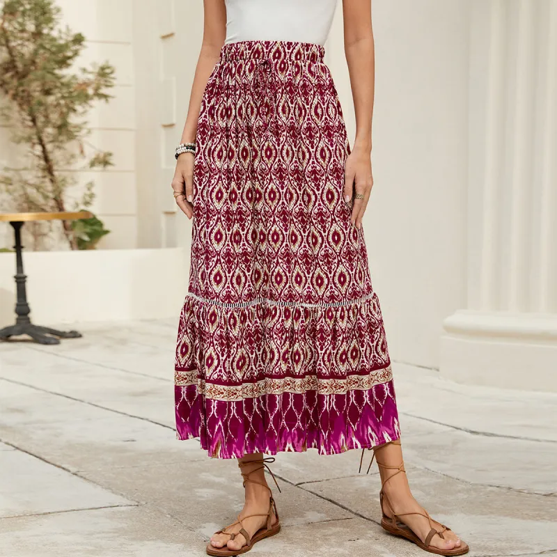 Printed Bohemian Beach Maxi Skirt sold by superladystar