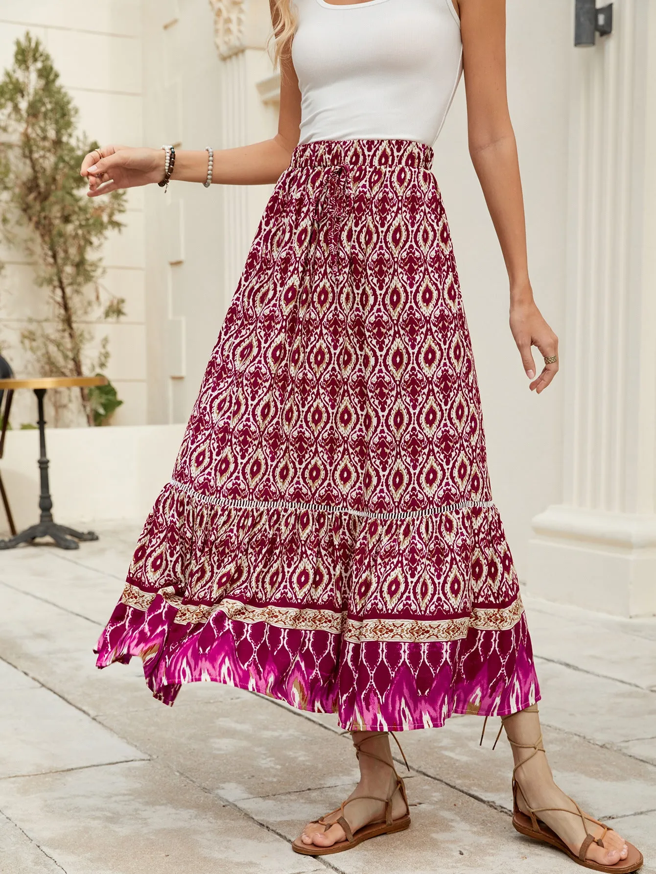 Printed Bohemian Beach Maxi Skirt sold by superladystar product image thumbnail 5