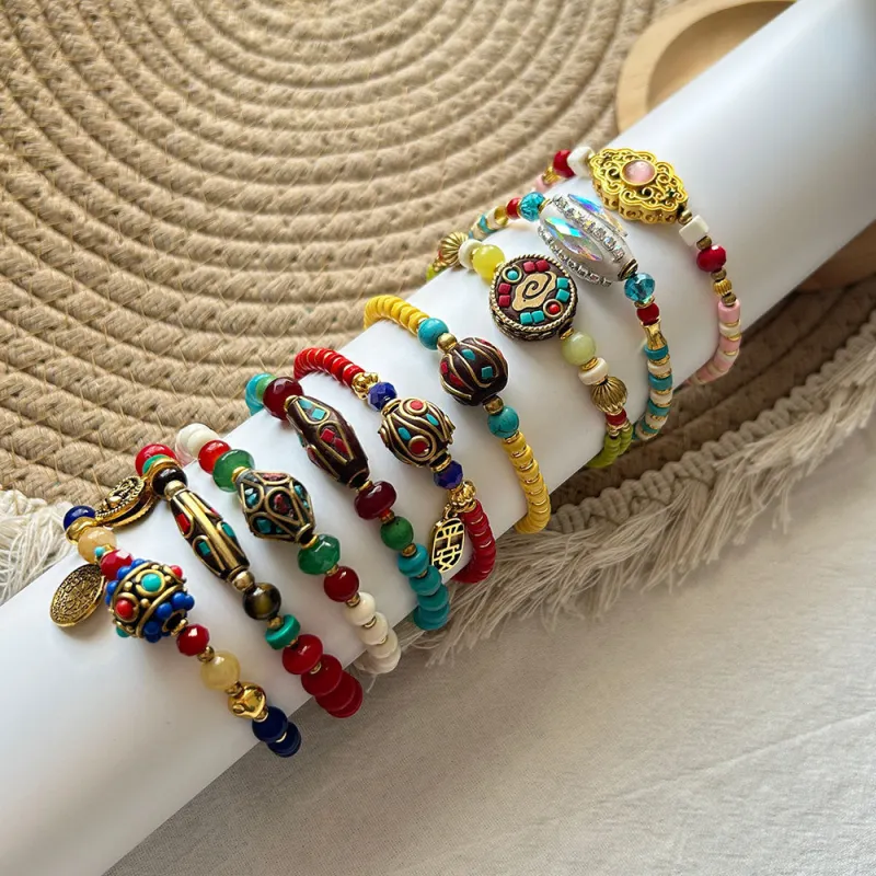 Vintage Chic Beaded Handmade Woven Bracelet sold by superladystar