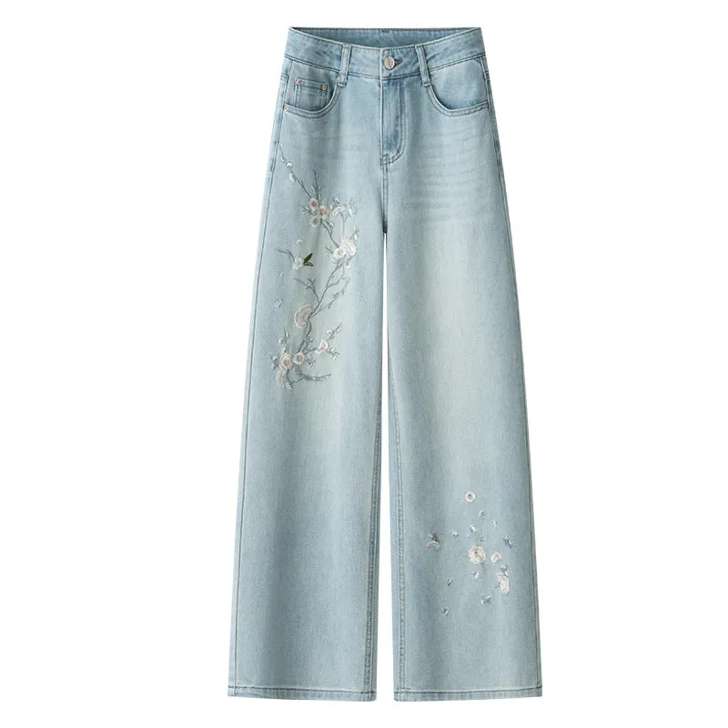 Women's High-Waisted Wide-Leg Straight Jeans sold by superladystar