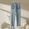 High-Waisted Straight-Leg Sculpting Jeans sold by superladystar