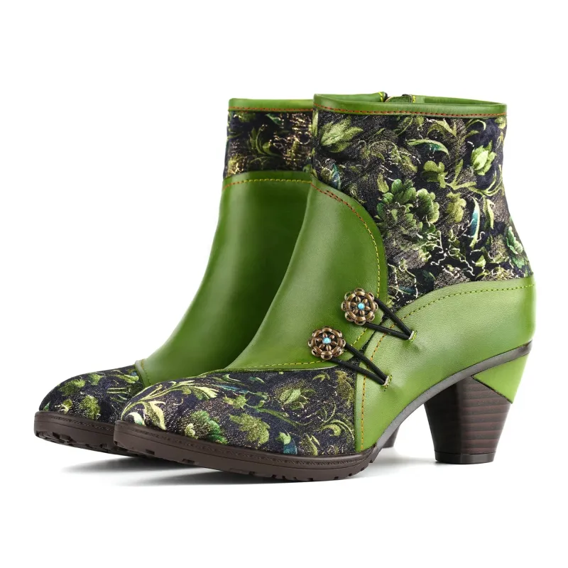 Handmade Leather Bloom Ankle Boots sold by superladystar