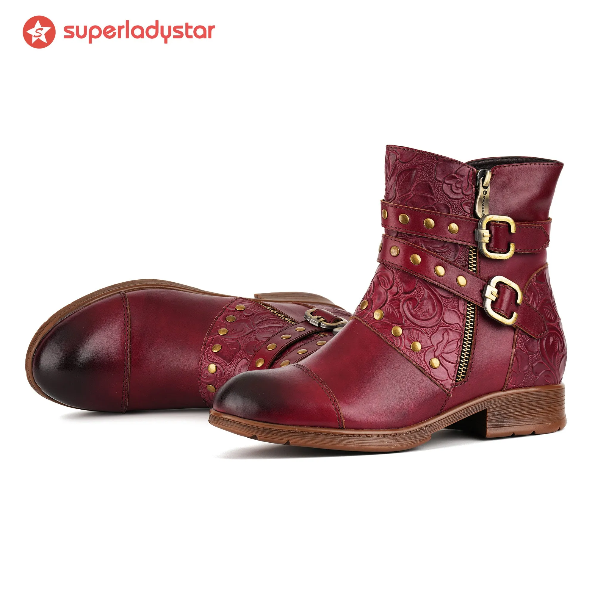 Embossed Buckle Strap Ankle Boots sold by superladystar product image thumbnail 4