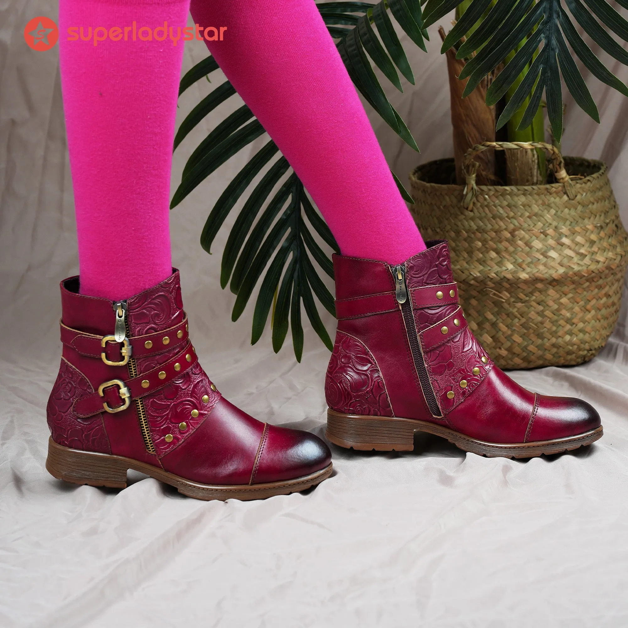 Embossed Buckle Strap Ankle Boots sold by superladystar product image thumbnail 3