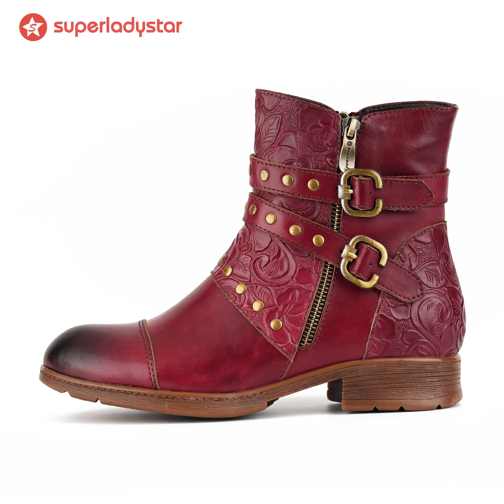 Embossed Buckle Strap Ankle Boots sold by superladystar product image thumbnail 5