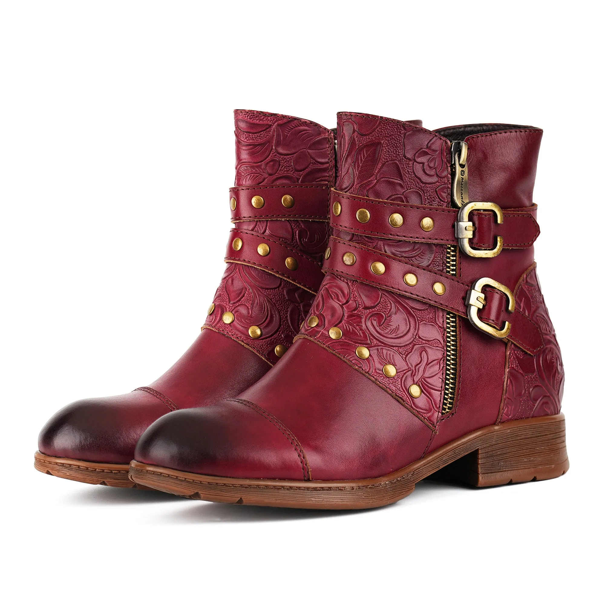 Embossed Buckle Strap Ankle Boots sold by superladystar