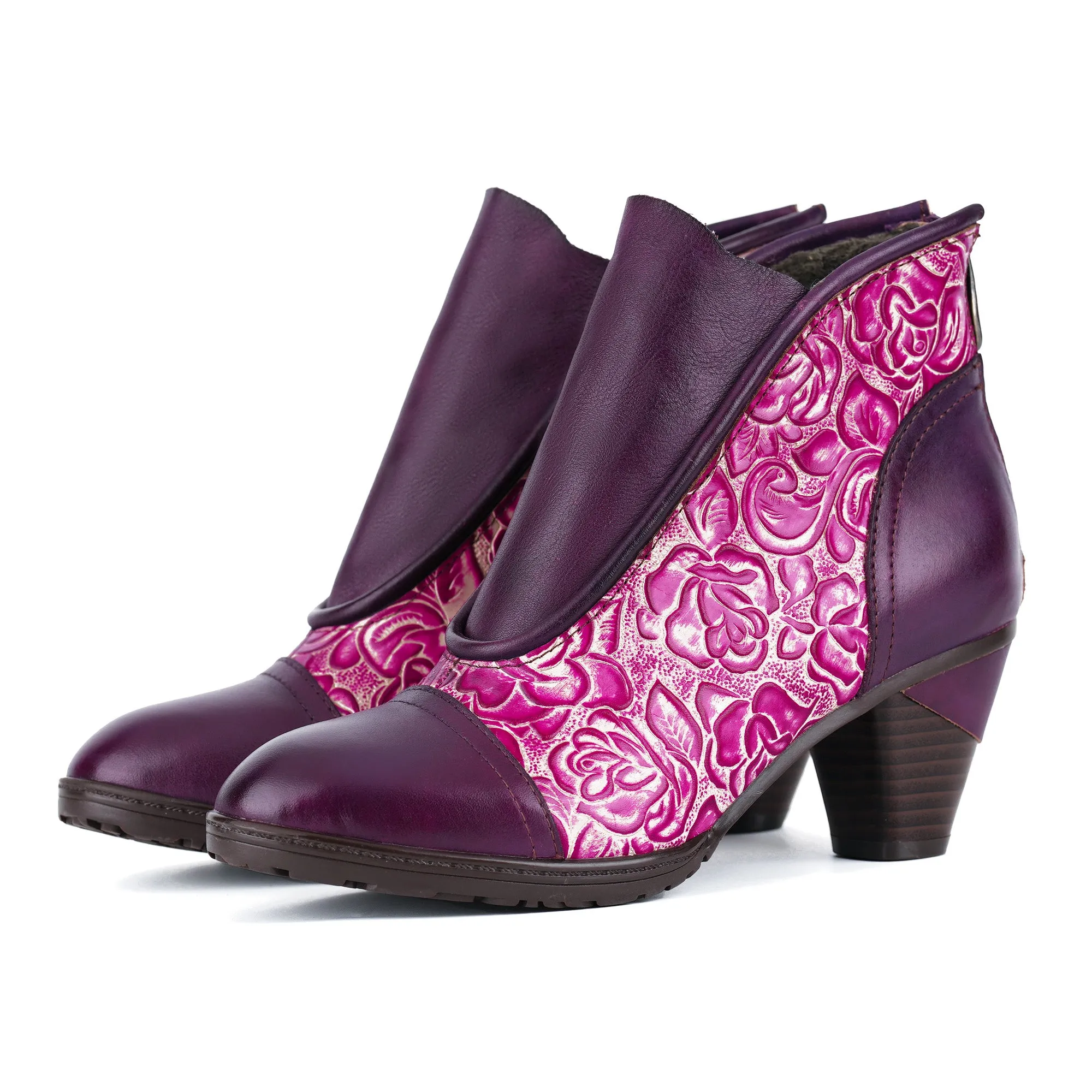 Embossed Floral Elegance Ankle Boots sold by superladystar