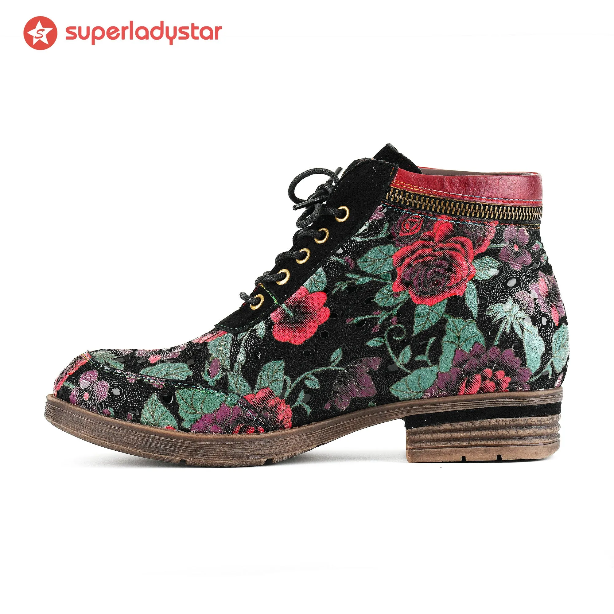 Vintage Floral Tapestry Flat Ankle Boots sold by superladystar product image thumbnail 4
