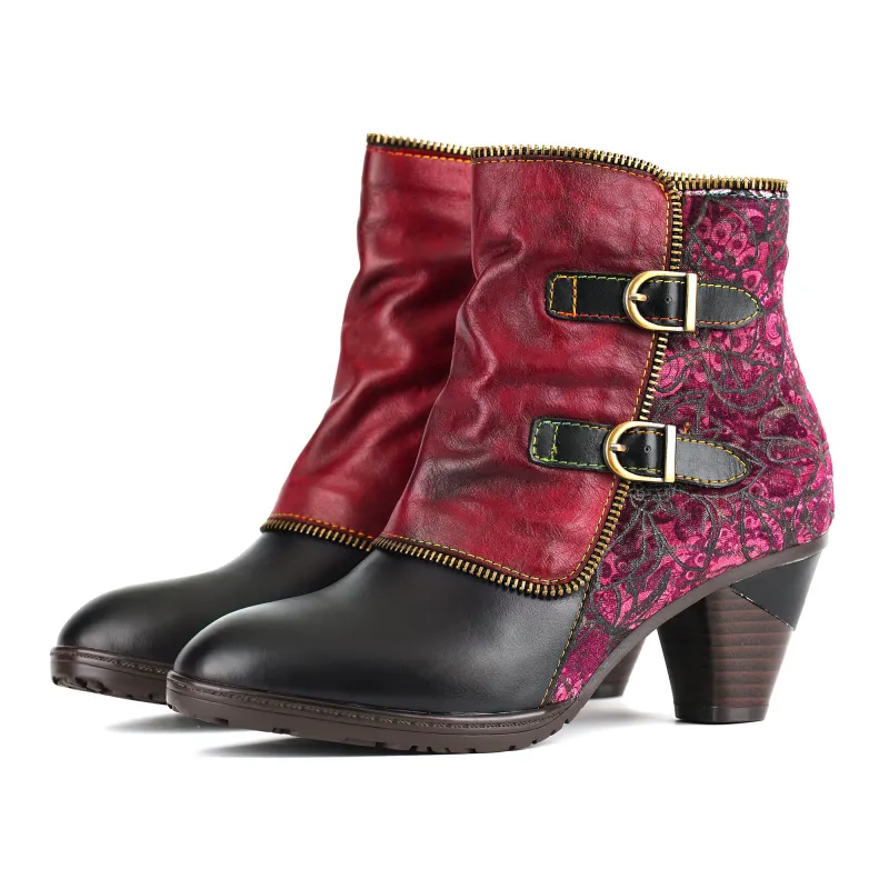 Dual Buckle Contrast Ankle Boots sold by superladystar