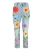 Denim Floral Casual Pants sold by superladystar