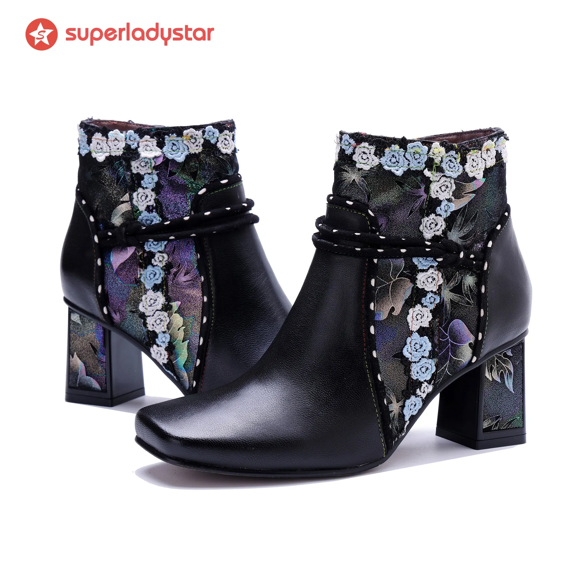 Midnight Bloom Ankle Boots sold by superladystar product image thumbnail 4