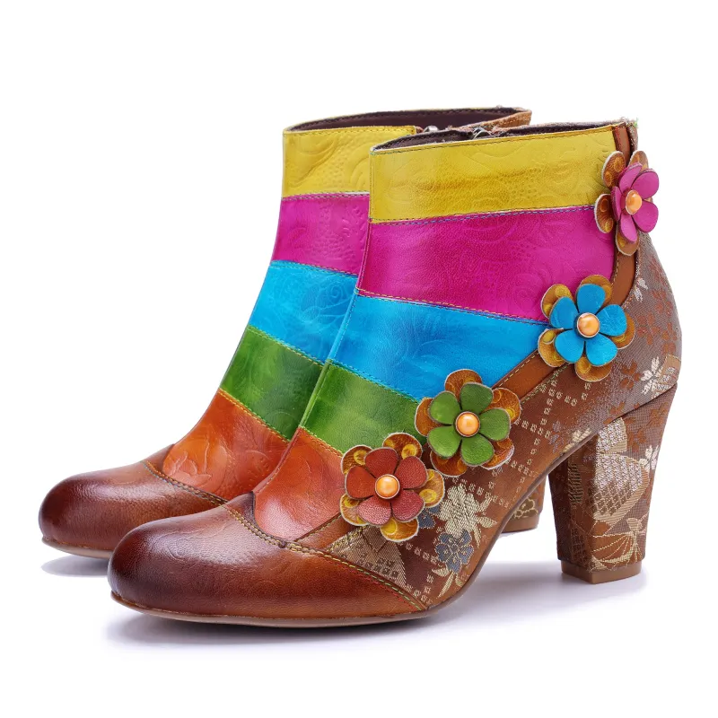 Rainbow Bloom Ankle Boots sold by superladystar