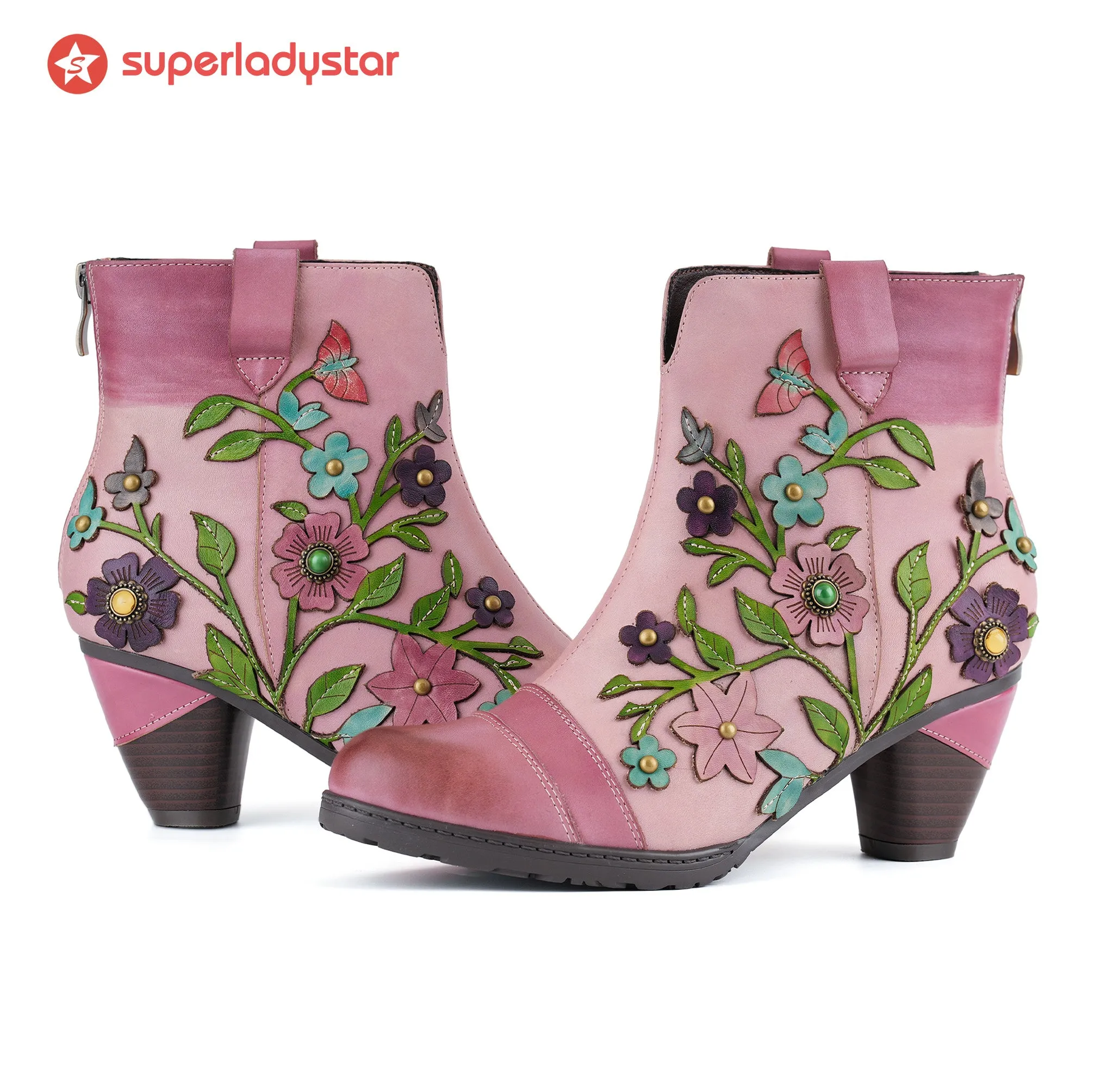 Grace Blossom Pink Ankle Boots sold by superladystar product image thumbnail 3
